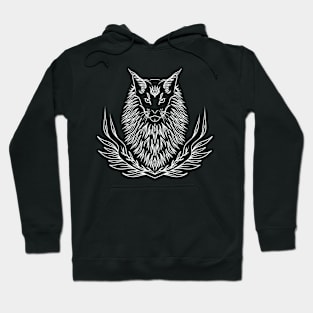 Maine coon black line art Hoodie